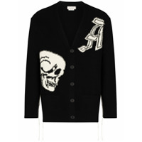 Alexander McQueen Cardigan de lã com padronagem de caveira - Preto
