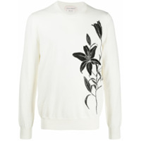 Alexander McQueen floral-embroidered jumper - Branco