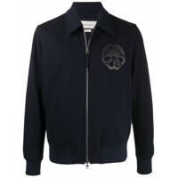 Alexander McQueen Jaqueta com zíper e patch de logo - Azul