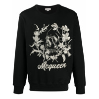 Alexander McQueen Moletom com logo floral - Preto