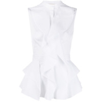 Alexander McQueen ruffled sleeveless peplum blouse - Branco