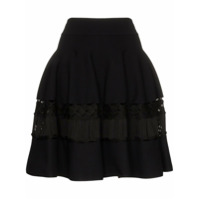 Alexander McQueen Saia cintura alta com recortes - Preto