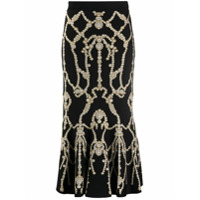 Alexander McQueen Saia de tricô com estampa - Preto