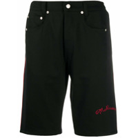 Alexander McQueen Short jeans com recortes e logo - Preto