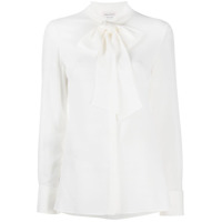 Alexander McQueen silk pussy-bow long-sleeve shirt - Branco