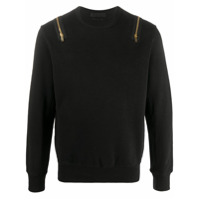 Alexander McQueen Suéter decote careca com zíper - Preto