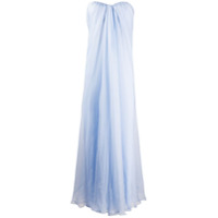 Alexander McQueen Vestido longo com detalhe drapeado - Azul