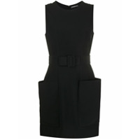 Alexander McQueen Vestido reto com cinto na cintura - Preto