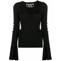 Alexander Wang Blusa de tricô com acabamento de corrente - Preto