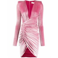 Alexandre Vauthier ruched asymmetric velvet dress - Rosa