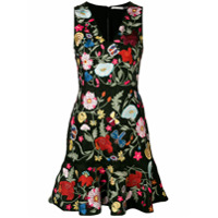 Alice+Olivia Vestido com bordado floral - Preto