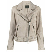 AllSaints Jaqueta biker com detalhe de franjas - Cinza