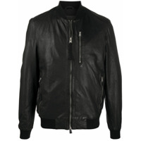 AllSaints Jaqueta bomber de couro com zíper frontal - Preto