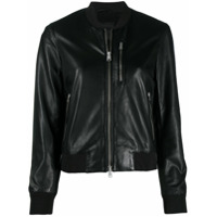 AllSaints Jaqueta bomber de couro com zíper - Preto