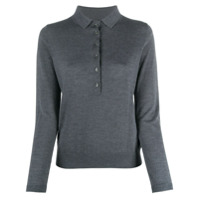 Allude Camisa polo mangas longas com botões - Cinza