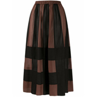 Alysi Saia com cós elástico e padronagem xadrez - Marrom