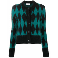 AMI Cardigan gola careca com padronagem de losango - Preto