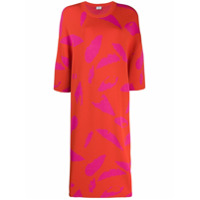 AMI Vestido de tricô com detalhe de pluma - Vermelho