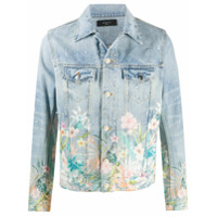 AMIRI Jaqueta jeans com detalhe floral - Azul