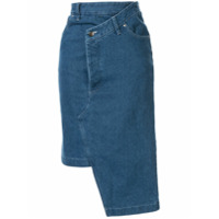 Andrea Crews Saia jeans midi desconstruída - Azul