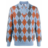 Anglozine Suéter de tricô com padronagem de losangos - Azul