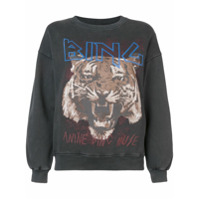 ANINE BING logo tiger print sweatshirt - Preto