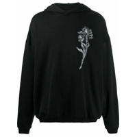 Ann Demeulemeester Moletom com capuz e estampa floral - Preto