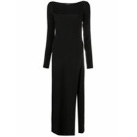 Ann Demeulemeester Vestido longo com fenda - Preto