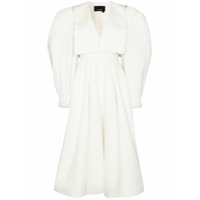 ANOUKI Vestido midi Puritan com gola V de algodão - Branco