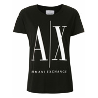 Armani Exchange T-shirt boyfriend com estampa - Preto