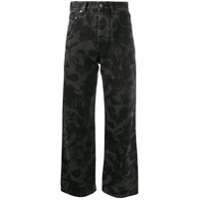 Balenciaga Calça jeans cropped com padronagem floral - Preto