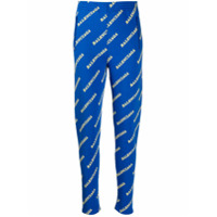 Balenciaga Calça slim com estampa de logo - Azul