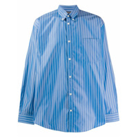 Balenciaga Camisa listrada com estampa de logo - Azul