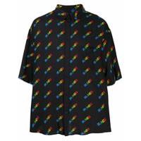 Balenciaga Camisa oversized com estampa de logo - Preto