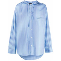 Balenciaga Camisa risca de giz com capuz - Azul