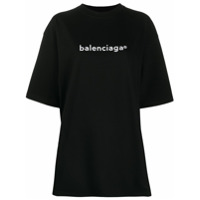 Balenciaga Camiseta oversized com estampa de logo - Preto
