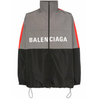 Balenciaga Jaqueta corta-vento com logo - Cinza