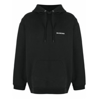 Balenciaga Moletom com capuz e estampa de logo - Preto
