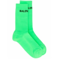 Balenciaga Par de meias canelado com aplicação de logo - Verde