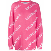Balenciaga Suéter com estampa de logo corrida - Rosa