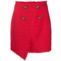 Balmain asymmetric wraparound tweed skirt - Vermelho