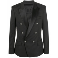 Balmain Blazer com abotoamento duplo e botões gravados - Preto