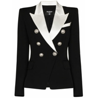 Balmain Blazer com abotoamento duplo e lapelas contrastantes - Preto