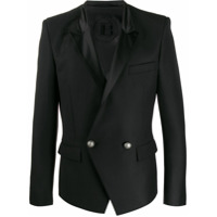 Balmain Blazer com lapelas de cetim e abotoamento duplo - Preto