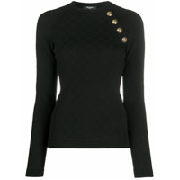 Balmain Blusa matelassê de tricô com aplicação de botões - Preto