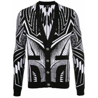 Balmain bold geometric cotton cardigan - Preto