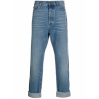 Balmain Calça jeans reta com barra dobrada - Azul