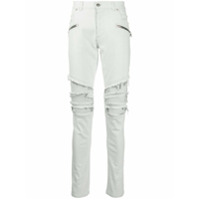 Balmain Calça jeans skinny canelada com efeito desgastado - Branco