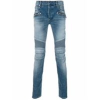 Balmain Calça jeans skinny com efeito desbotado - Azul