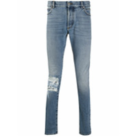 Balmain Calça jeans skinny com efeito destroyed - Azul